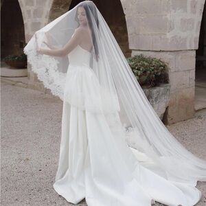 Cathedral length (118 inch) lace veil in light ivory